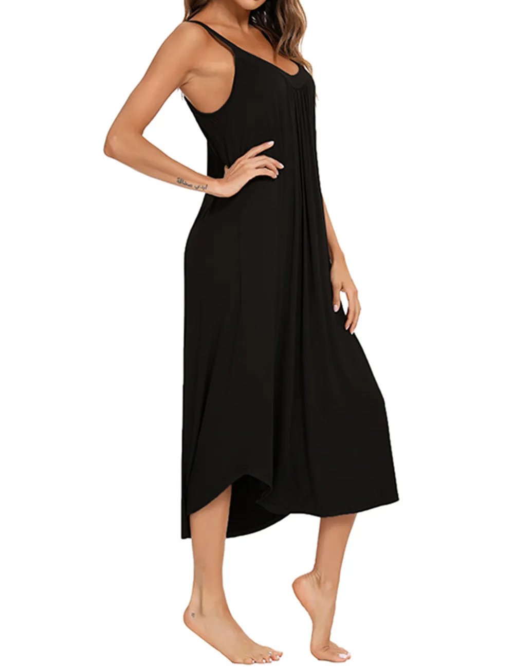 V-Neck Midi Lounge Dress