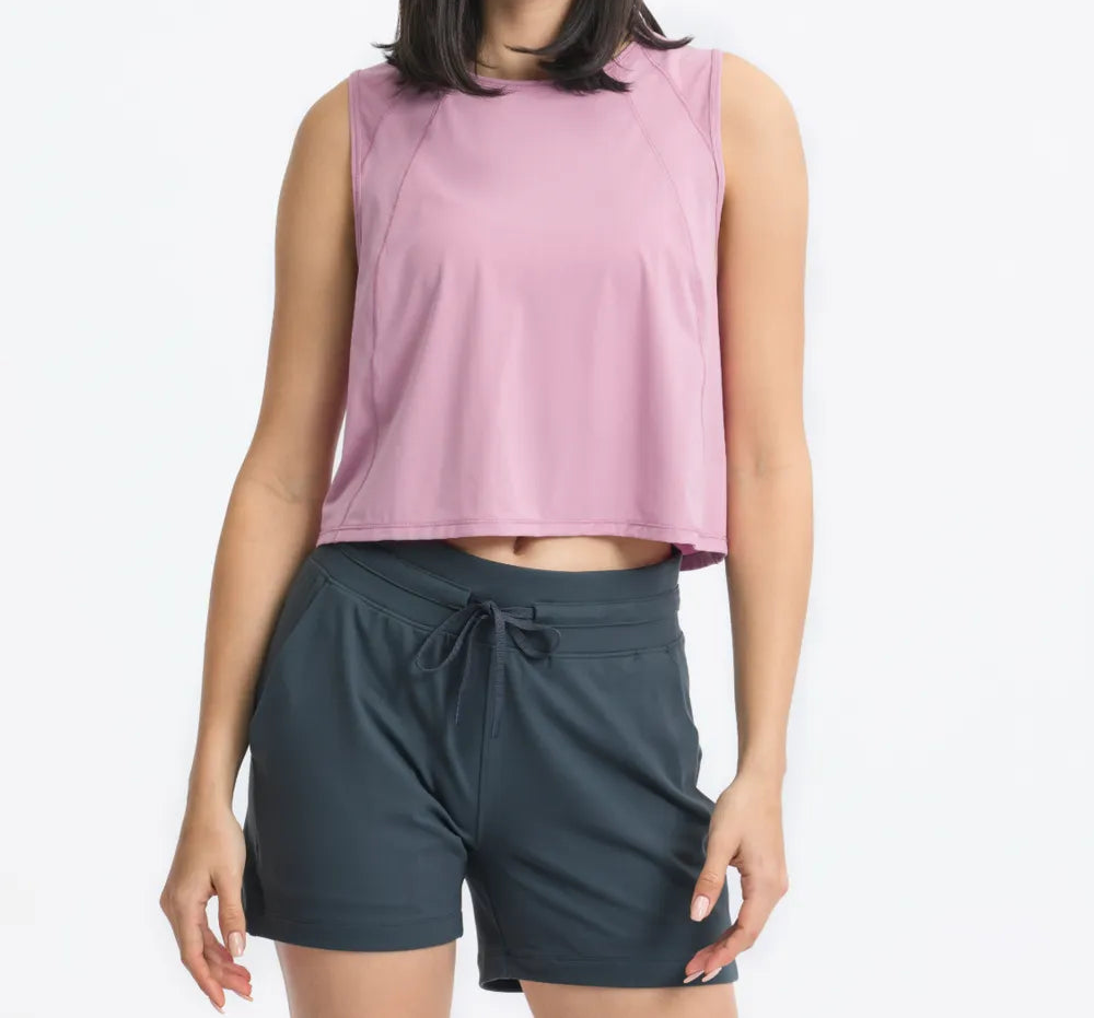Round Neck Cropped Active Tank