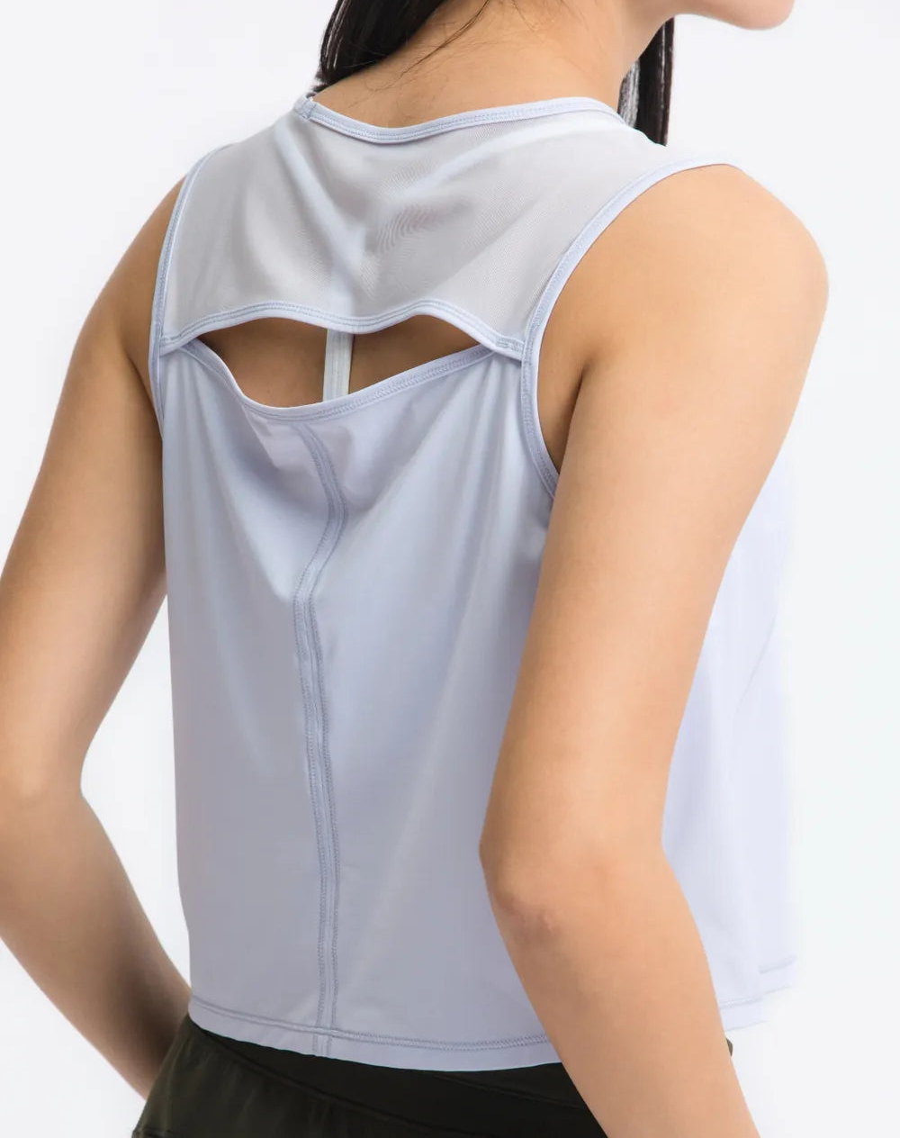 Round Neck Cropped Active Tank