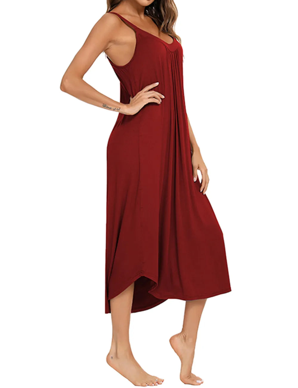 V-Neck Midi Lounge Dress