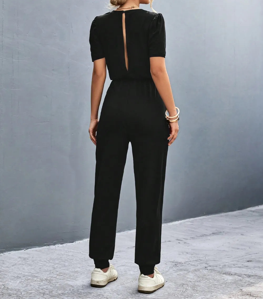 Round Neck Short Sleeve Jumpsuit