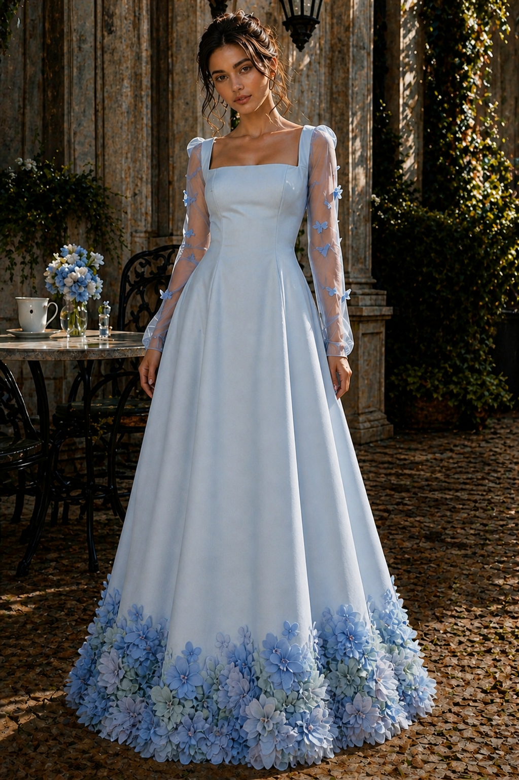 Sky Blossom Couture Mini Dress