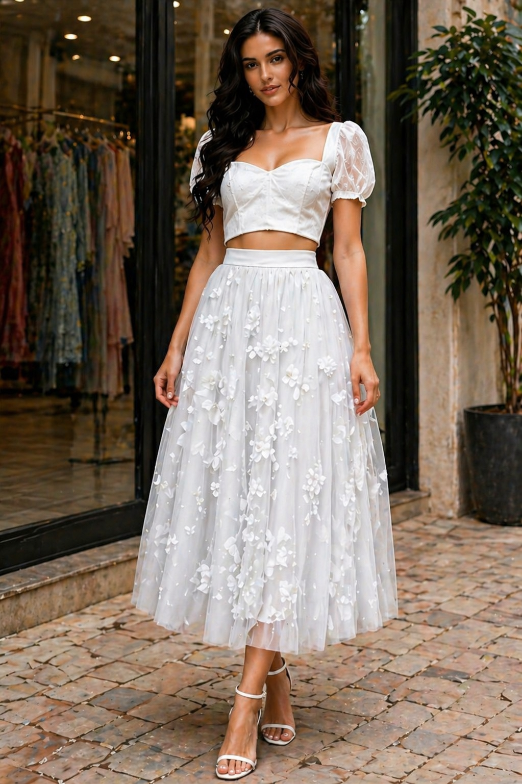Sky Blossom Couture Skirt Set