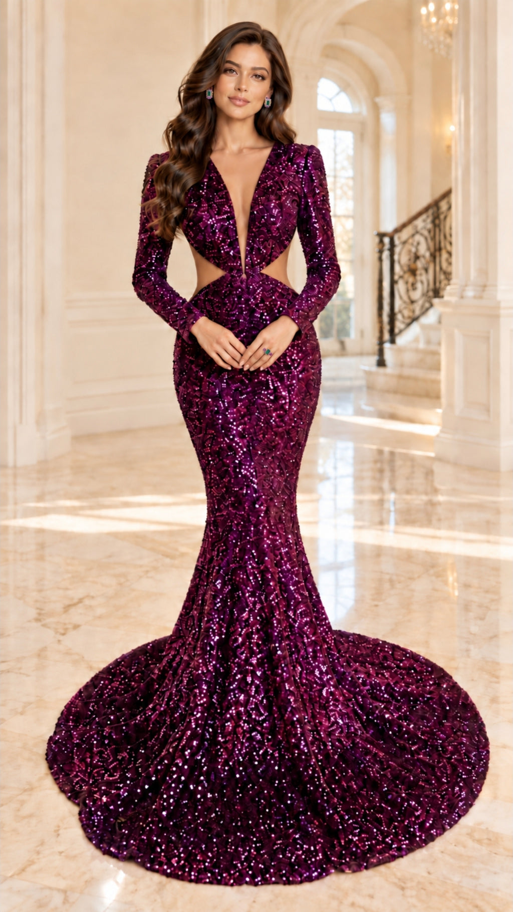 Sequin Long Sleeve Mermaid Dress