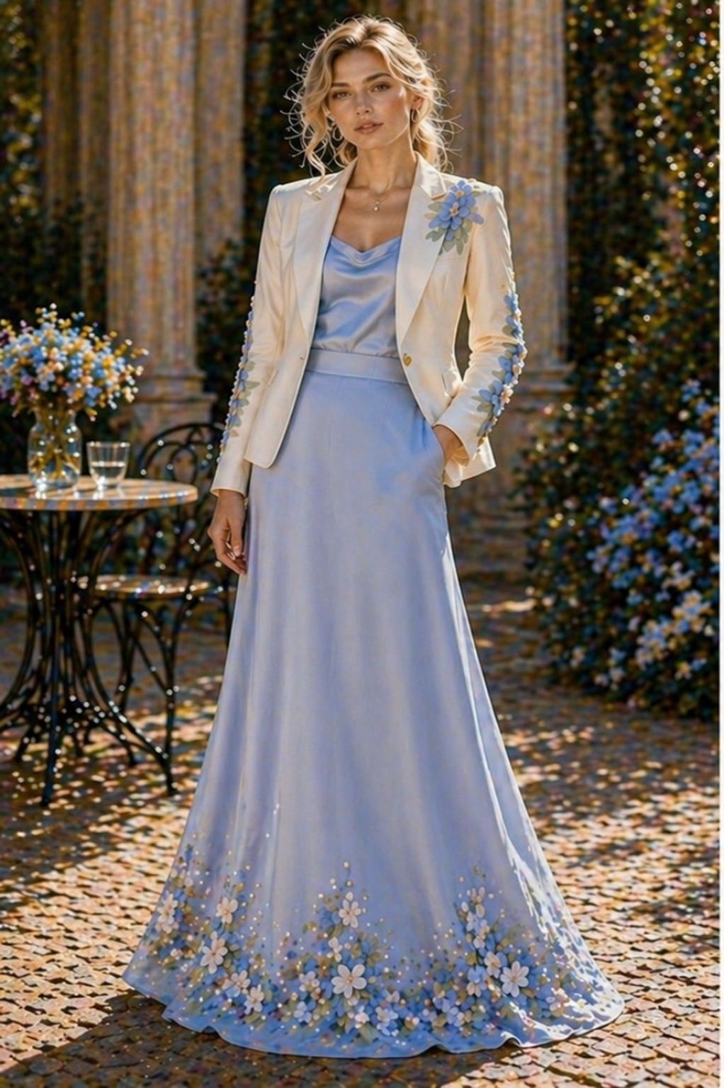 Sky Blossom Couture Blazer Jacket
