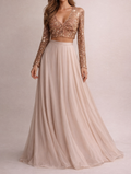 Golden Sequin Blouse and Skirt Set