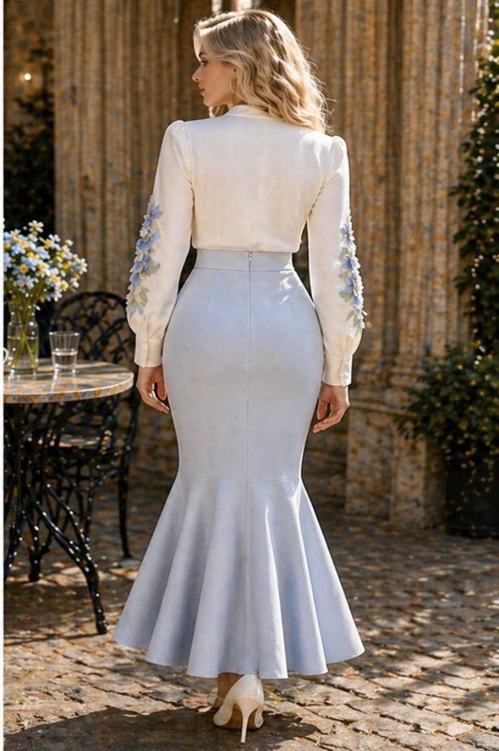 Sky Blossom Couture Mermaid Skirt Set