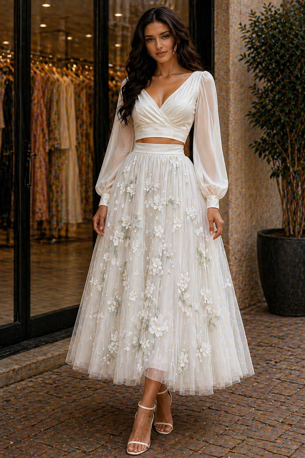 Sky Blossom Couture Skirt Set