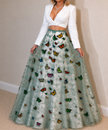 Butterfly Skirt with White Satin Overlay - Designer