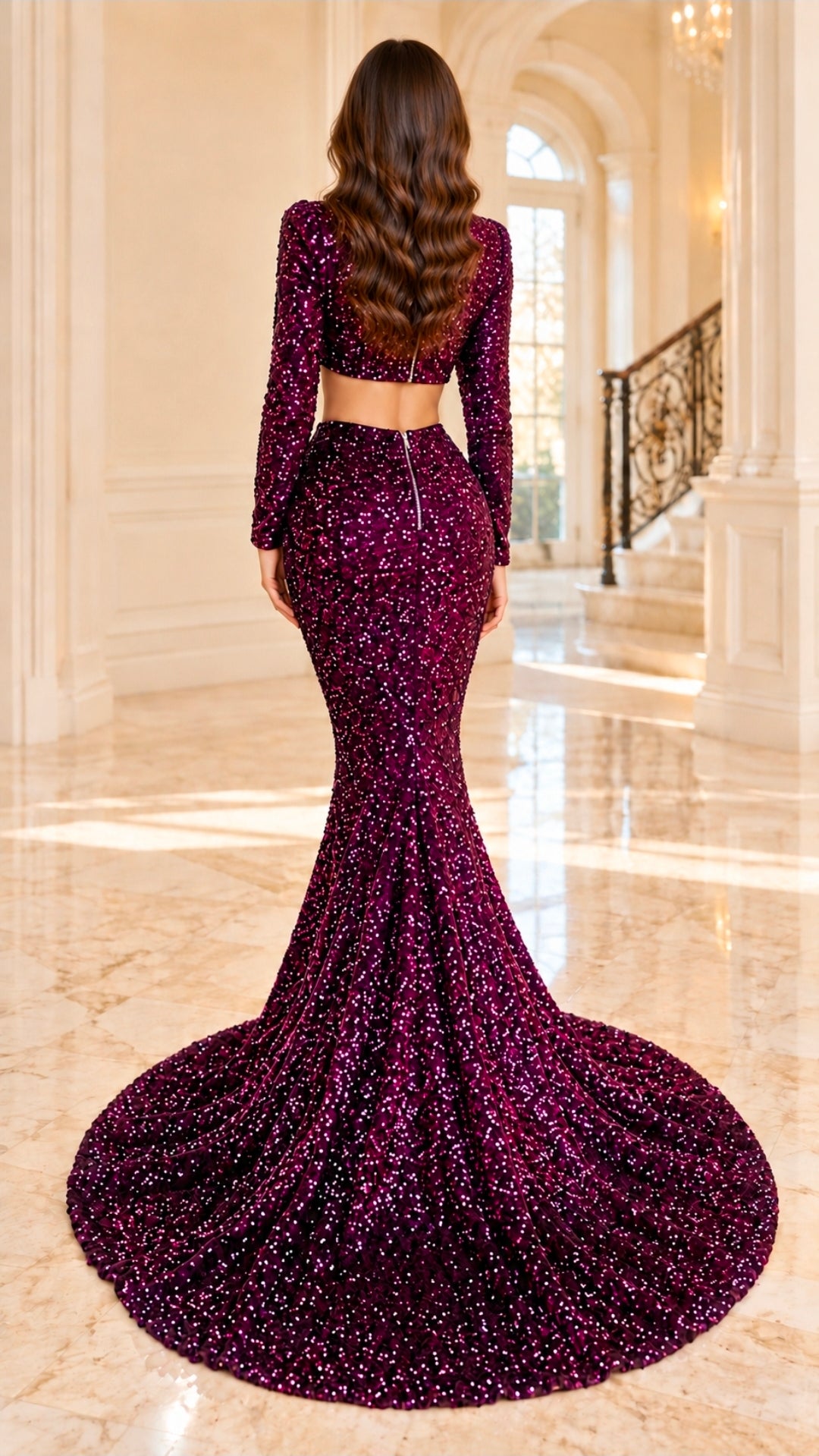 Sequin Long Sleeve Mermaid Dress