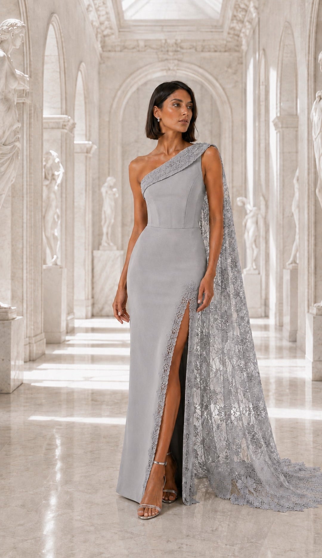 Grey Grace - Elegant Drapping Dress