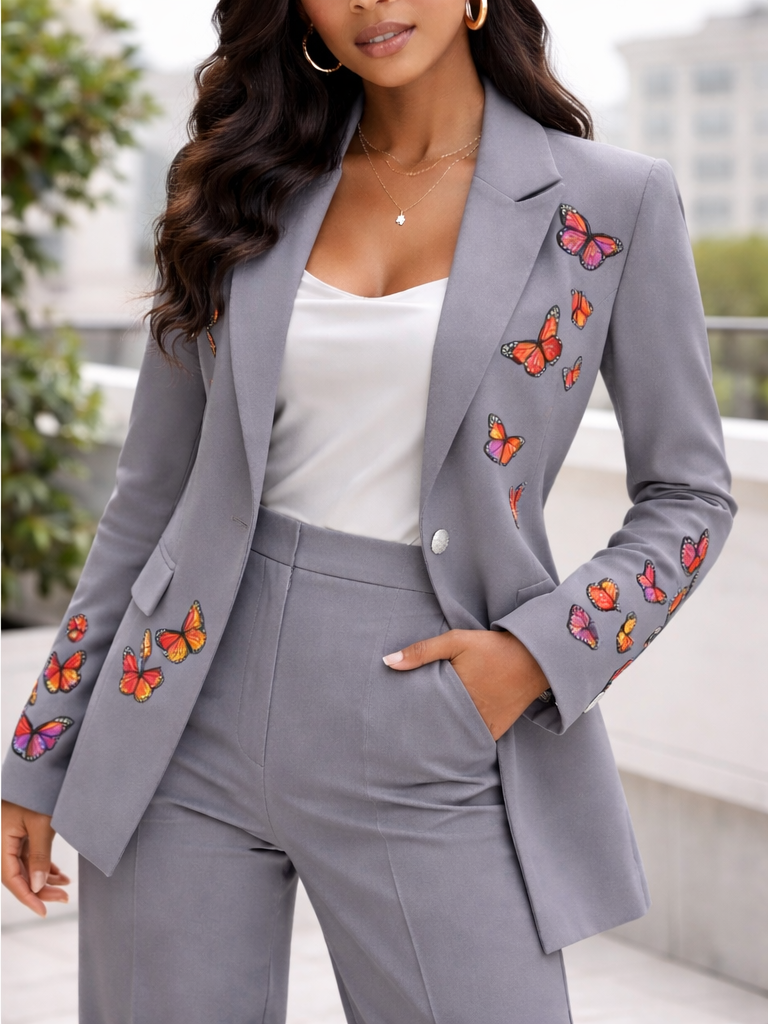 Butterfly Blazer and Pants Set
