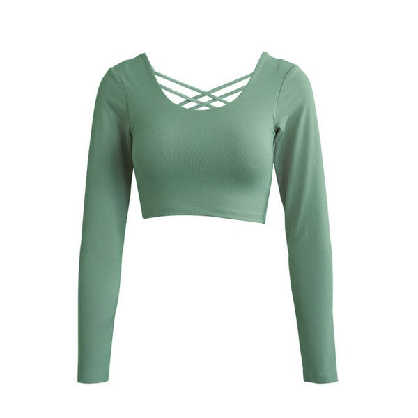 Quick-drying Sport Long Sleeve Yoga Shirt - Cross Design