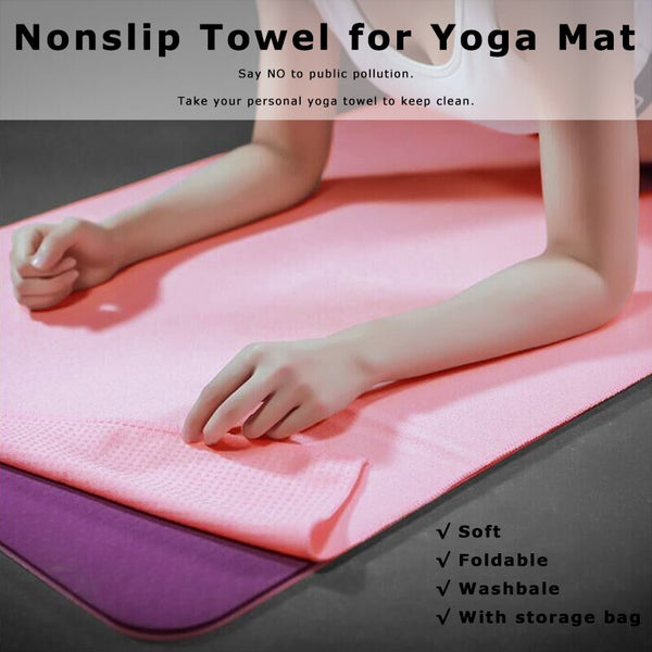 Yoga Towel Nonslip Mat Soft Absorbent Microfiber Blanket Yoga Pilates Foldable Washable for Home Gym Fitness Picnic Camping
